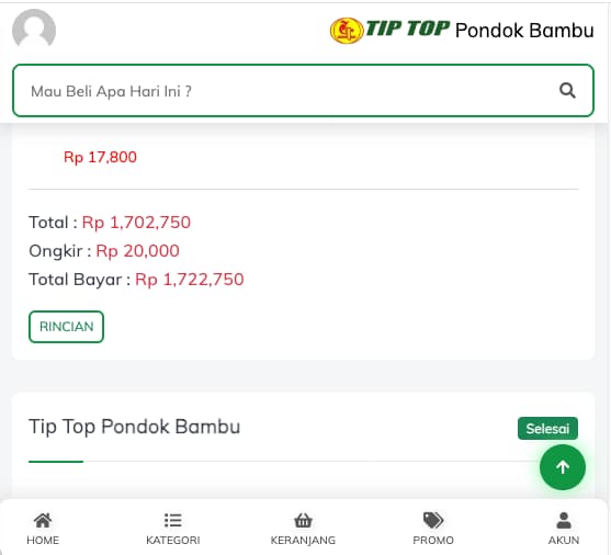 Screenshot: Memilih rincian pesanan sebelumnya yang paling mirip dengan keperluan yang akan dibeli