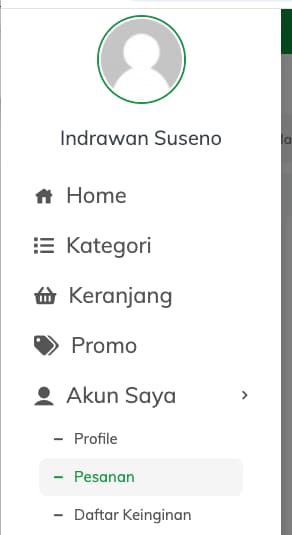 Screenshot: Membuka Riwayat Pesanan di Tiptop Shop